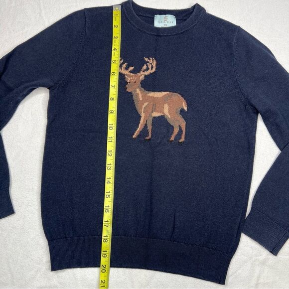 Class Club Boys Size 10/12 Navy Lightweight Sweater with Embroidered Deer - Picture 5 of 5